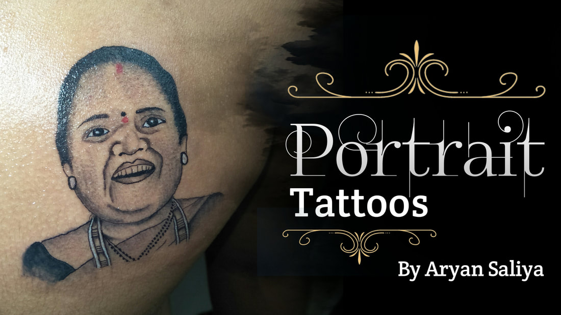 Portrait Tattoo by Aryan Saliya | Arya Tattoo Mumbai, Face Tattoo, Portrait Tattoo Idea, Mom Dad Tattoo, Best Tattoo Artist In Mumbai, Tattoo In Mumbai, Best Tattoo Artist In India, Mumbai Tattoo